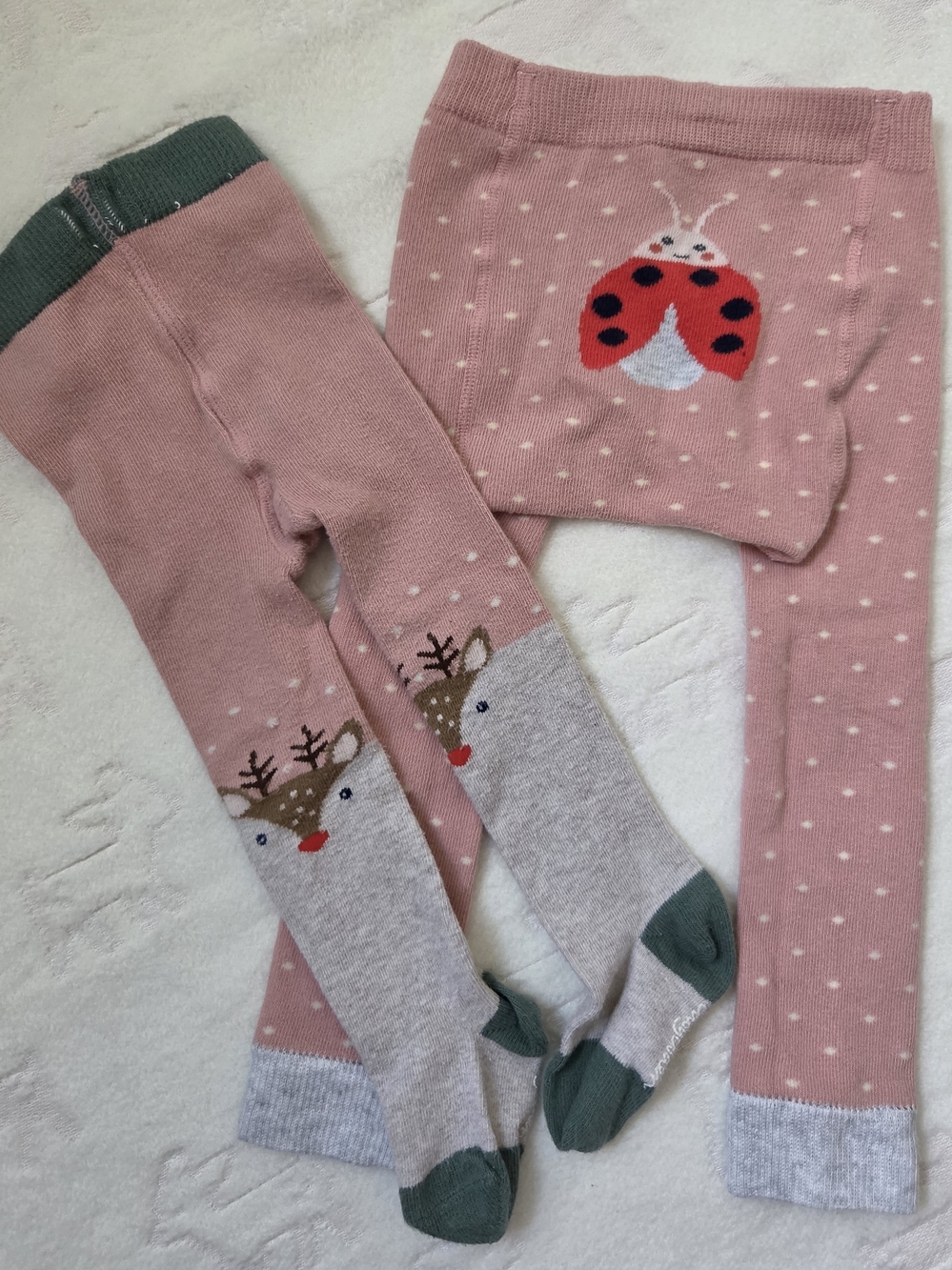 Baby Boden Character Tights / Footless Tights Set Pink & Gray 6-12M